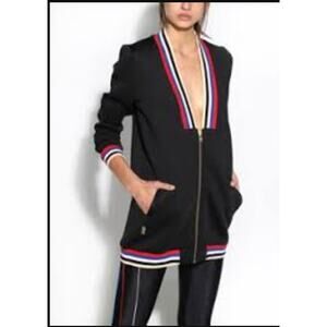 P.E Nation Plunging V Neck Jacket Women's Medium Black Long Sleeves Zip-Up